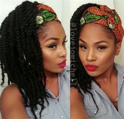 Twists And African Wrap On Natural Hair Trending Hairstyles Scarf