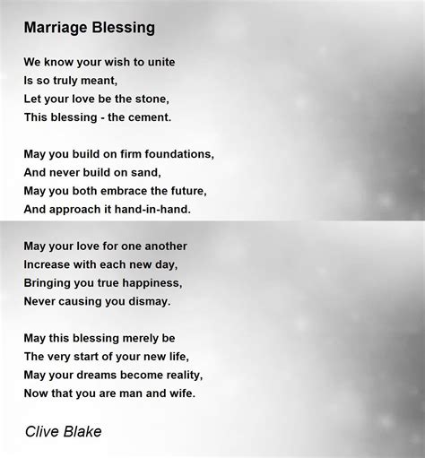 Marriage Blessing Marriage Blessing Poem By Clive Blake