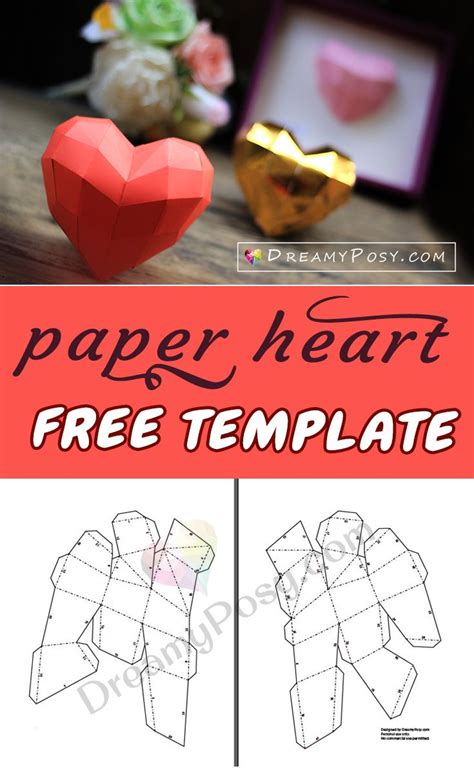 Free Template To Make Paper 3d Heart For Your Valentine Papel Em 3d