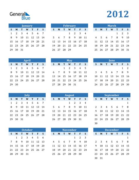 2012 Calendar Pdf Word Excel