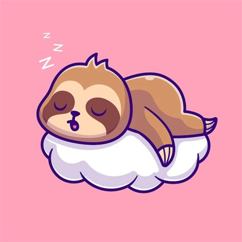 Free Vector Cute Sloth Sleeping On Pillow Cartoon Vector Icon