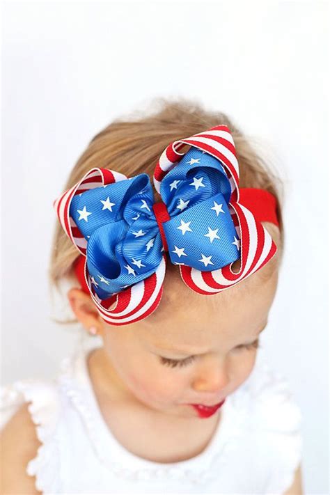 This kind of beauty doesn't come. Boutique Double Layered All American Hair Bow with ...