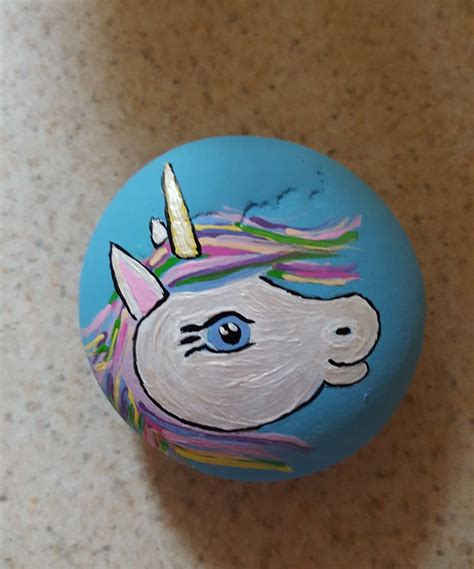 Unicorn Painted Rock Rock Crafts Painted Rocks Diy Unicorn Paint