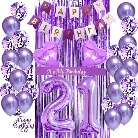 Buy 21st Birthday Decorations For Women 21st Birthday Balloons Purple