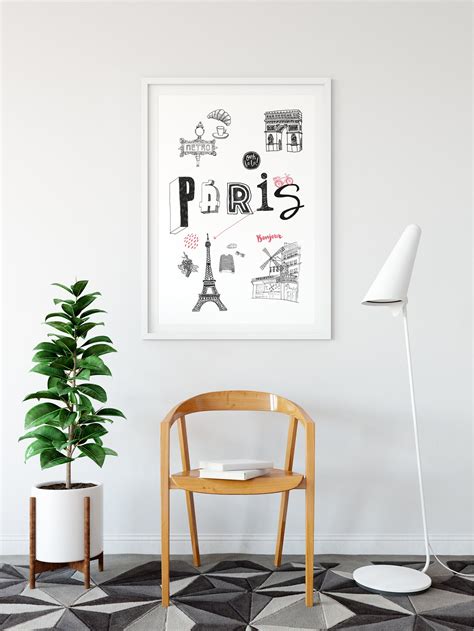 Paris Typography Art Print V2 Signed And Unframed Etsy