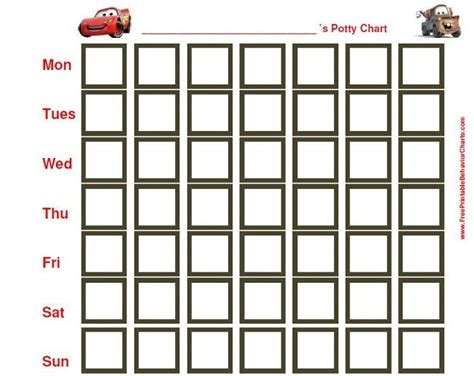 Printable Cars Potty Training Chart
