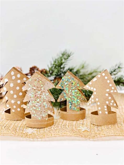 Toilet Paper Roll Christmas Trees Cute Christmas Craft For Kids