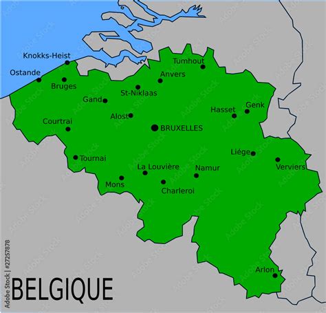 Carte Des Villes Principales De Belgique Stock Vector Adobe Stock