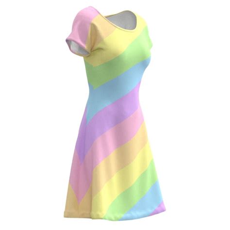 Rainbow Pastel Colors Short Sleeve Dress Eightythree Xyz Clothing