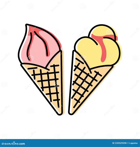 Ice Cream And Desserts Set Of Colored Vector Icons In Flat Style Stock Vector Illustration Of