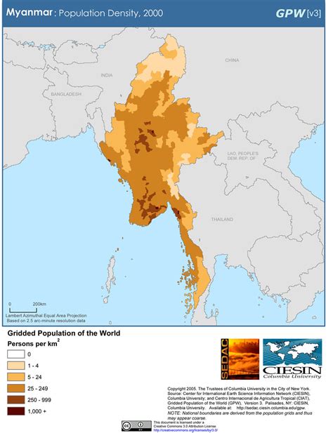 Myanmar Population Density 2000 Sedacmaps Flickr