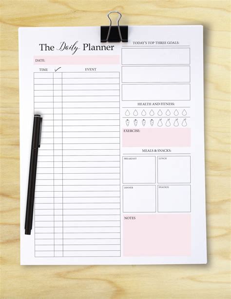Daily Planner Printable Daily To Do List Planner Insert
