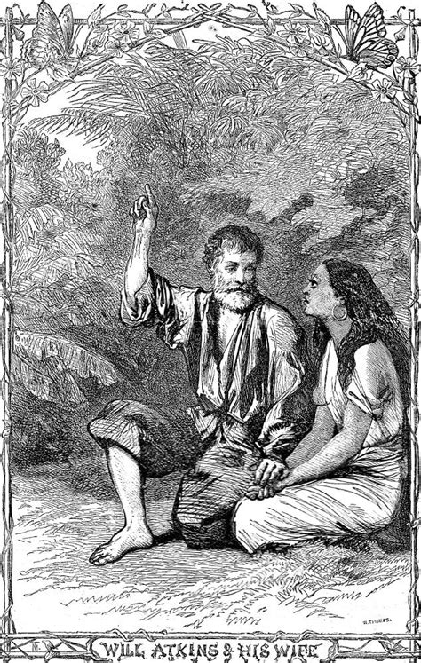 Atkins And His Tawny Wife — Illustration For Defoes Robinson Crusoe 1891