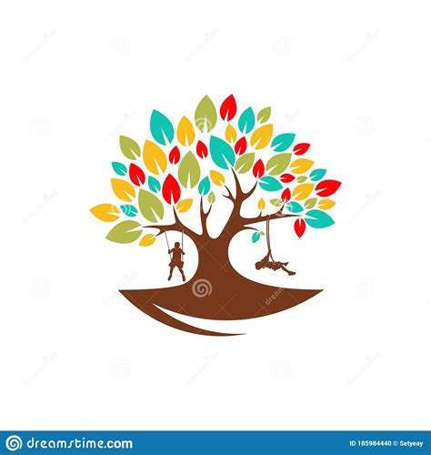 Colorful Tree Kids Playful Logo Vector Template
