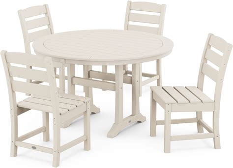 Polywood Outdoorpatio Lakeside Side Chair 5 Piece Round Dining Set
