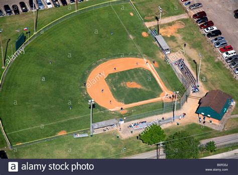 Aerial View Of A Baseball Field In Houston Texas Stock