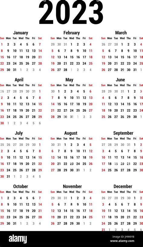 Calendar For 2023 Stock Vector Images Alamy