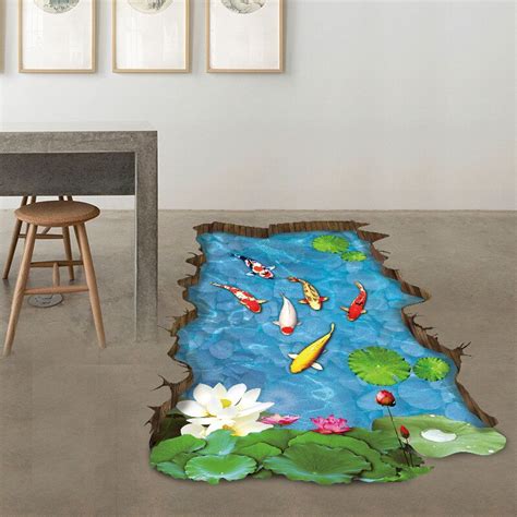 3d Stream Floor Wall Stickers Removable Convenient Beautiful Scenary