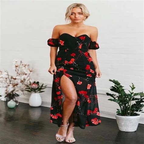 Sexy Strapless Off Shoulder Summer Dress Women Floral Print Chiffon