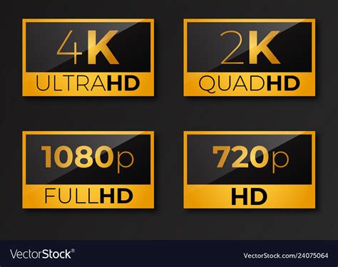 4k Ultrahd 2k Quadhd 1080 Full Hd Royalty Free Vector Image