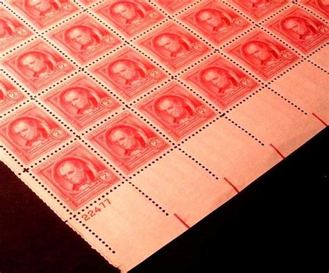 Rows Of Perforations In A Sheet Of Postage Stamps Bureau Of Engraving