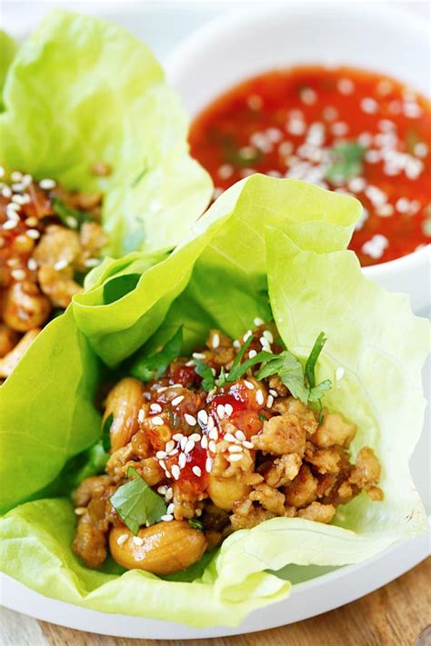 Feb 17, 2016 · inspired by pf changs' famous recipe, these healthy turkey lettuce wraps are quick, easy to make and are full of so much flavor! Thai Chicken Lettuce Wraps - Rasa Malaysia