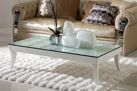 Rectangular glass coffee table with wood base: Othello Modern Glass Rectangular Coffee Table