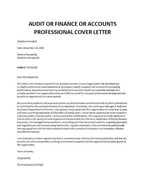 Internal Audit Cover Letter Examples