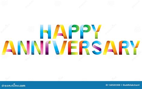 Happy Anniversary Colorful White Background Stock Vector Illustration