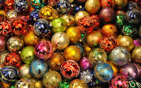 Christmas Lights Reflecting In The Colorful Baubles