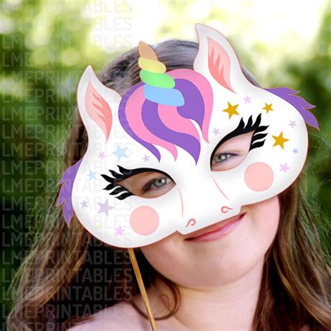 Unicorn Mask Party Printable Little Pony Fairy Tale Rainbow Etsy