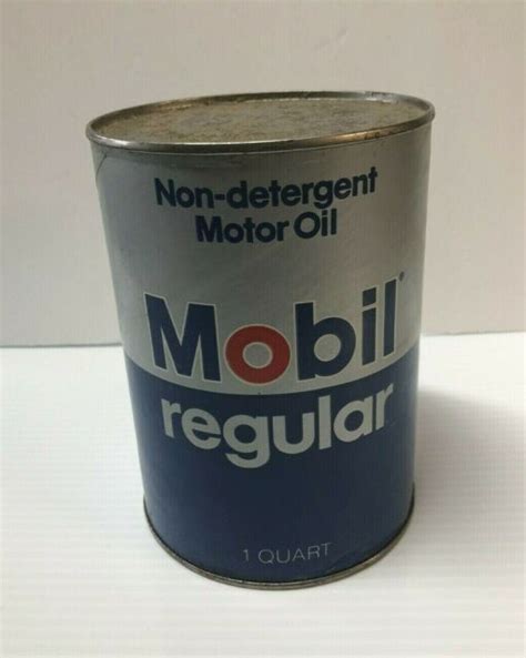 Vintage Mobil Oil Can Regular 1 Quart 20w Full Cardboard Advertising