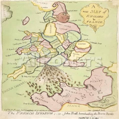 New Map Of England And France The French Invasion 1793 Giclee Print