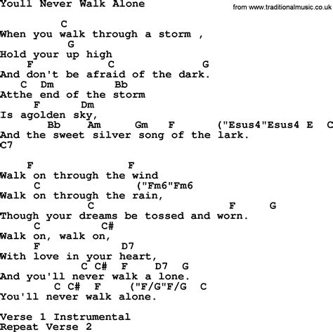 Johnny Cash Song Youll Never Walk Alone Lyrics And Chords