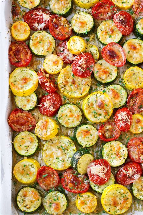 Choose zucchini with a smaller diameter when possible. Roasted Garlic-Parmesan Zucchini, Squash and Tomatoes ...