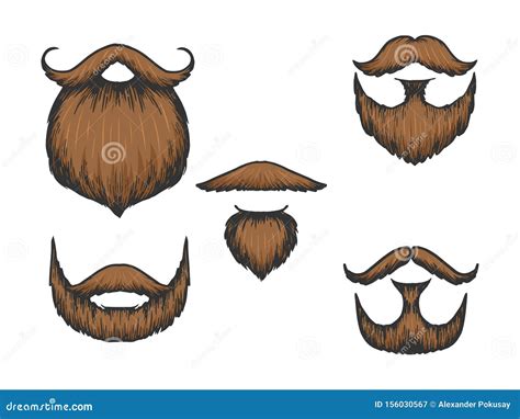 Moustache And Beard Color Sketch Engraving Vector Stock Vector