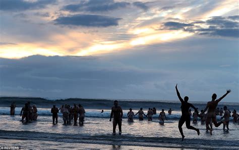 Naked Ambition Record 600 People Strip Off For A Dip In The North Sea