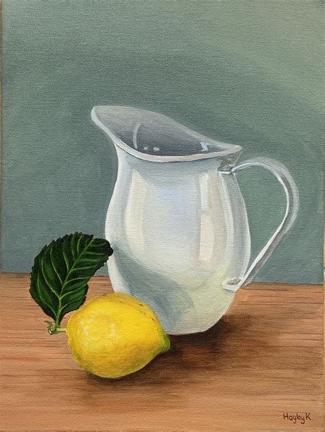 Still Life With Jug And Lemon By Hayley Kruger Paintings For Sale Bluethumb Online Art