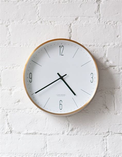Wall Clock Minimal White Copper Case Designer Unique Modern Stylish