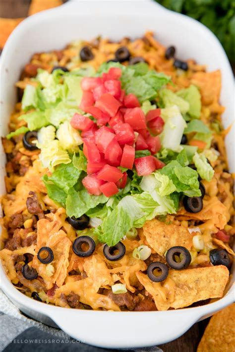 It's packed with black beans, salsa, cream of chicken soup cheese, topped with crushed doritos. Dorito Taco Salad Casserole | Easy and Delicious ...