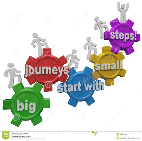 Big Journeys Start With Small Steps People Marching Up Climbing Stock