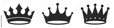 Crown Icons Set Simple Crown Symbol Collection Royal Crown Black