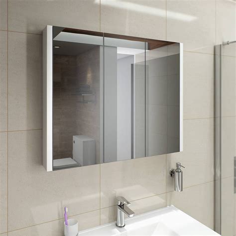 Odessa White 3 Door Bathroom Mirror Cabinet