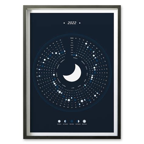 2022 Moon Calendar With Phases Of Moon Lunar Calendar For Etsy