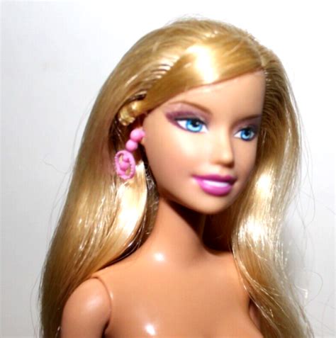 Barbie Doll Nude Blonde Hair Blue Eyes Beach Flat Feet Euc Picclick