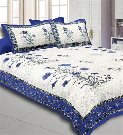 Buy Cotton 240tc Double Bedsheet With 2 Pillow Covers By Jaipur Fabric