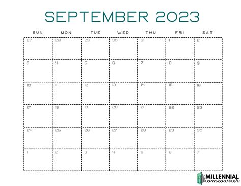 Free September Calendar Printable 2024 Millennial Homeowner