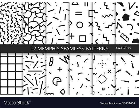 Collection Swatches Memphis Patterns Seamless Vector Image