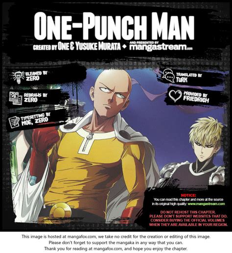 However, he quickly becomes bored with easily defeating monsters, and wants someone to give him a challenge to bring back the spark of being. One-Punch Man, Chapter 59 - One-Punch Man Manga Online