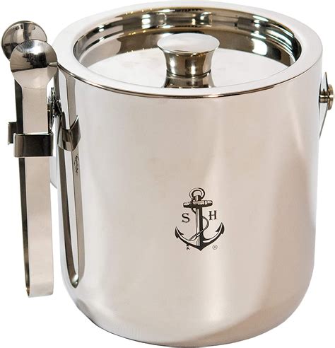 Stock Harbor Insulated Stainless Steel Ice Bucket With Tongs Silver